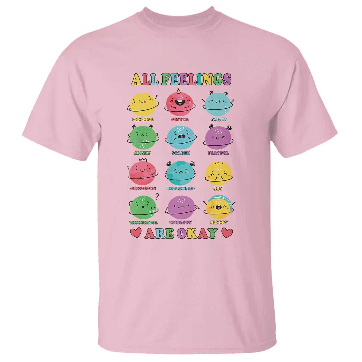 All Feelings Are Okay T Shirt School Teacher Psychologist Counselor Planets Back To School - Wonder Print Shop