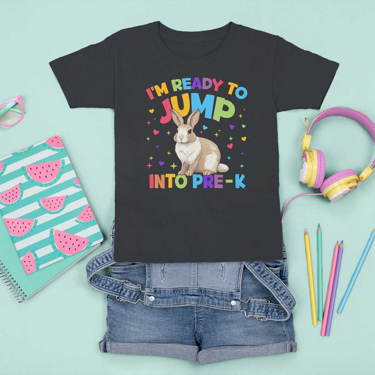 I'm Ready To Jump Into Pre-K T Shirt For Kid Back To School Rabbit Heart - Wonder Print Shop