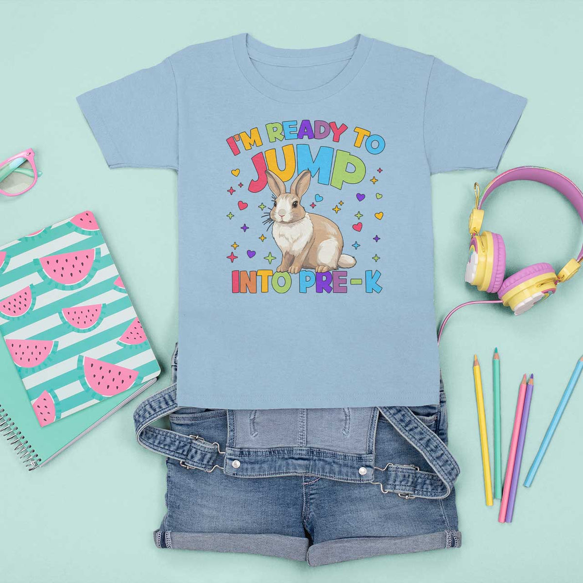 I'm Ready To Jump Into Pre-K T Shirt For Kid Back To School Rabbit Heart - Wonder Print Shop