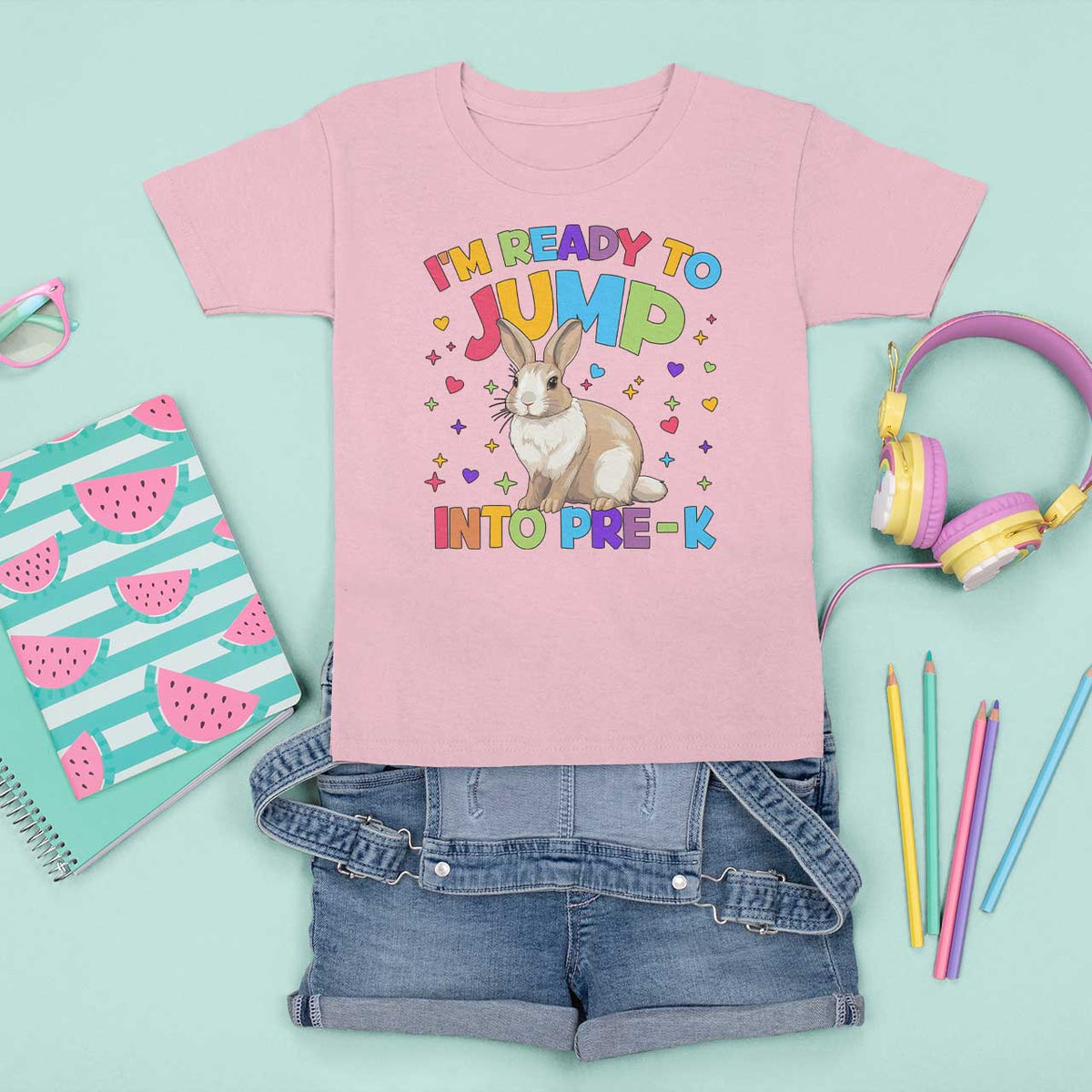 I'm Ready To Jump Into Pre-K T Shirt For Kid Back To School Rabbit Heart - Wonder Print Shop