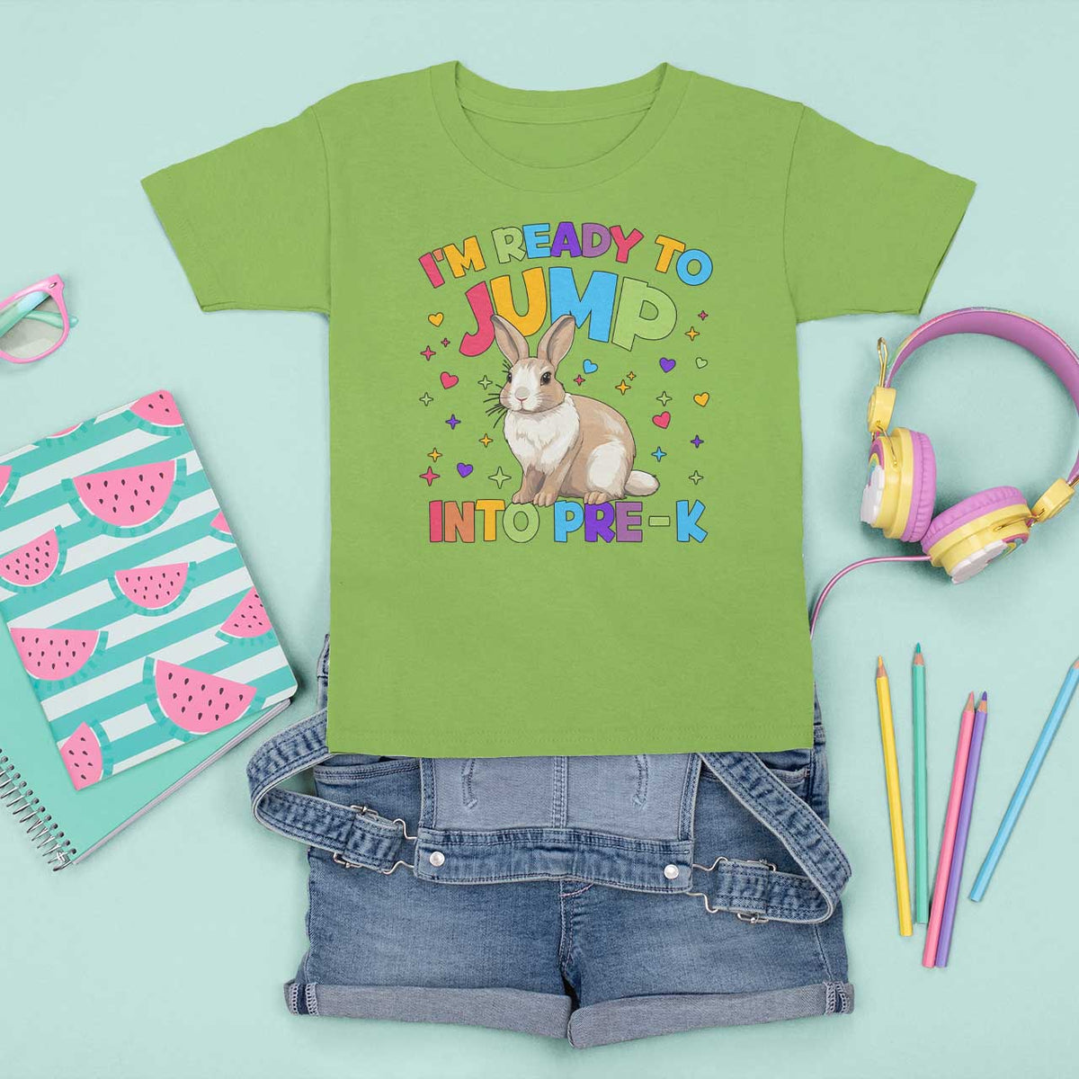 I'm Ready To Jump Into Pre-K T Shirt For Kid Back To School Rabbit Heart - Wonder Print Shop
