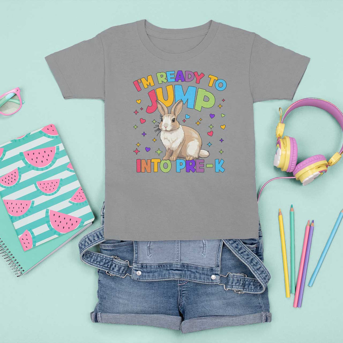 I'm Ready To Jump Into Pre-K T Shirt For Kid Back To School Rabbit Heart - Wonder Print Shop