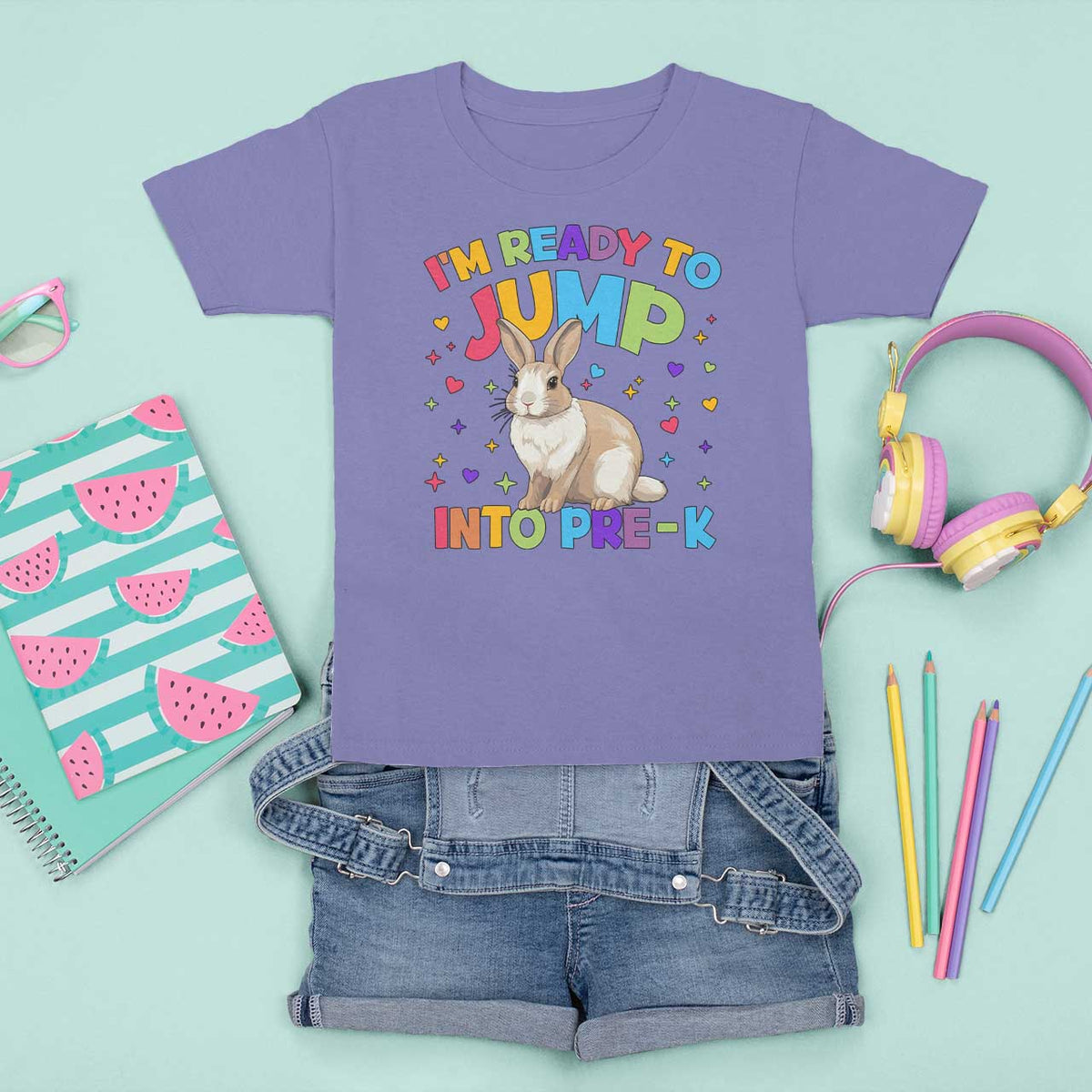 I'm Ready To Jump Into Pre-K T Shirt For Kid Back To School Rabbit Heart - Wonder Print Shop