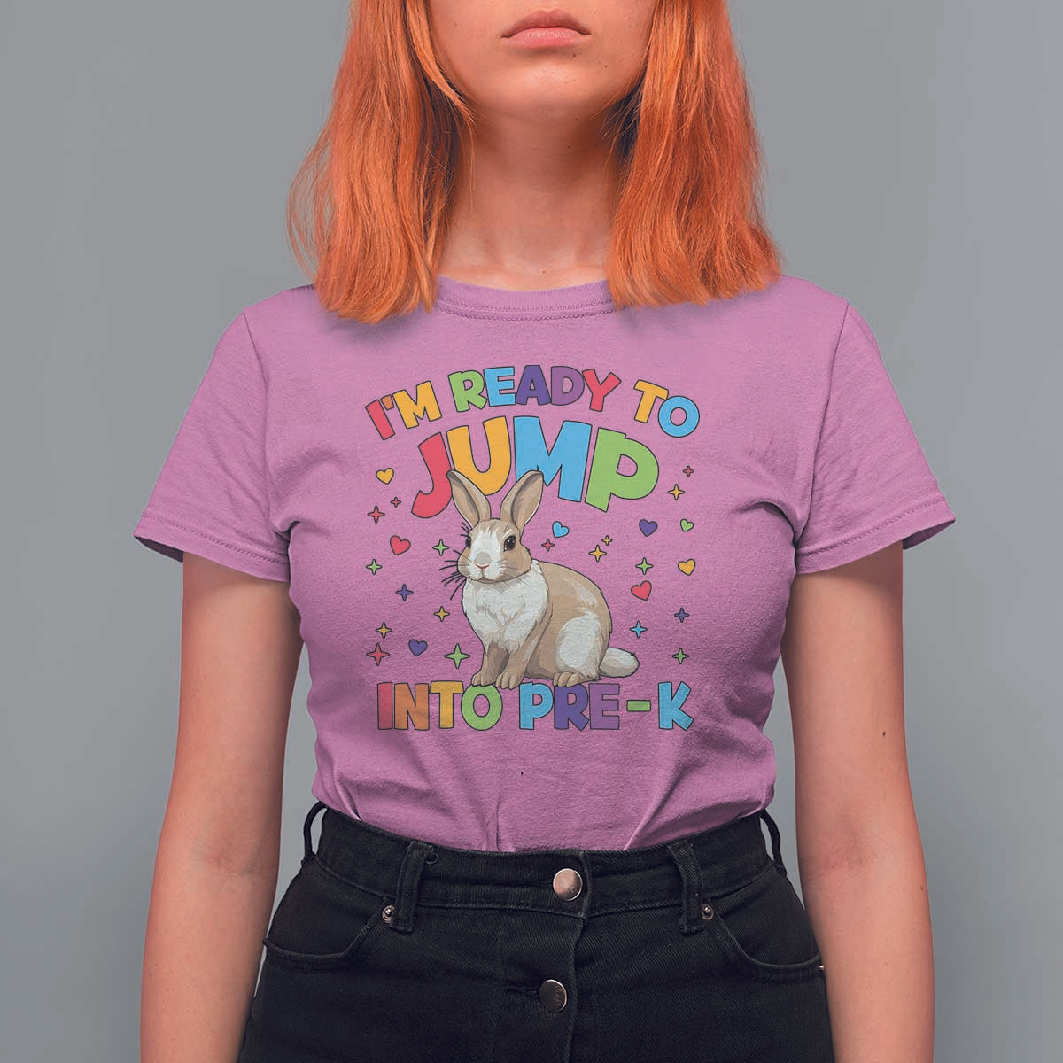 I'm Ready To Jump Into Pre-K T Shirt For Women Back To School Rabbit Heart - Wonder Print Shop