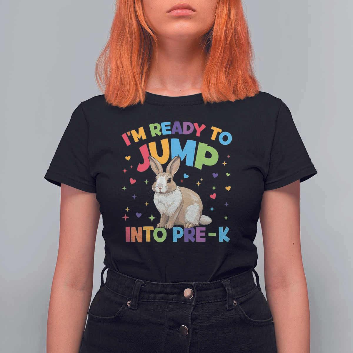 I'm Ready To Jump Into Pre-K T Shirt For Women Back To School Rabbit Heart - Wonder Print Shop