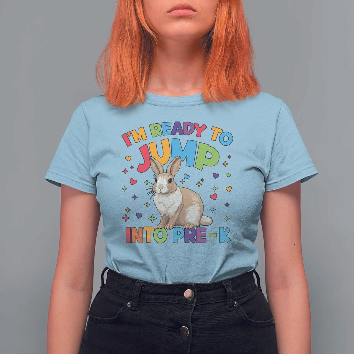 I'm Ready To Jump Into Pre-K T Shirt For Women Back To School Rabbit Heart - Wonder Print Shop