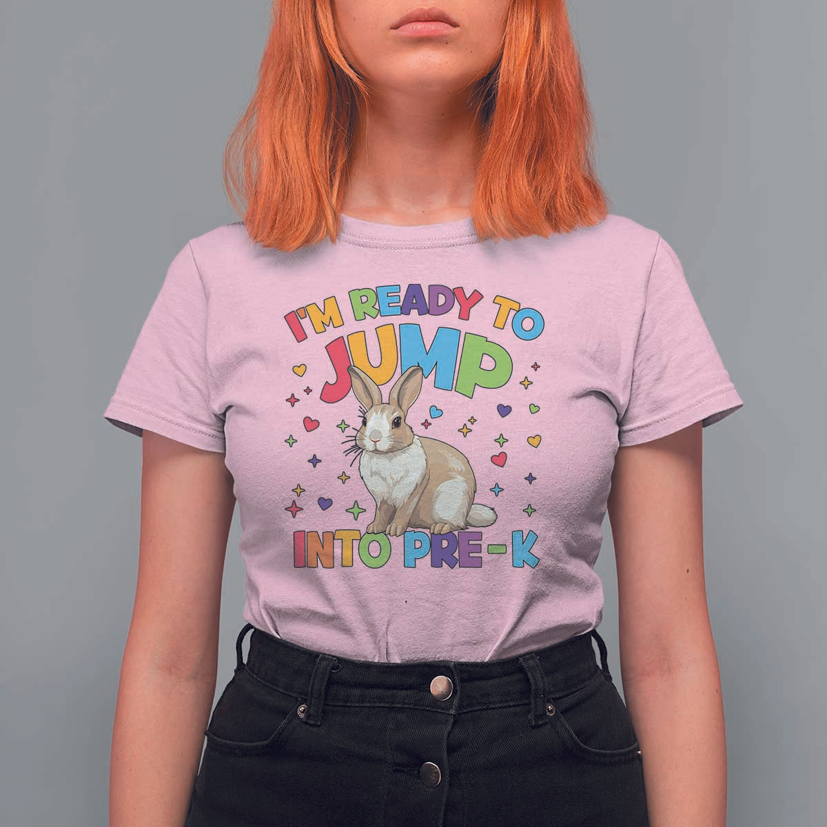 I'm Ready To Jump Into Pre-K T Shirt For Women Back To School Rabbit Heart - Wonder Print Shop