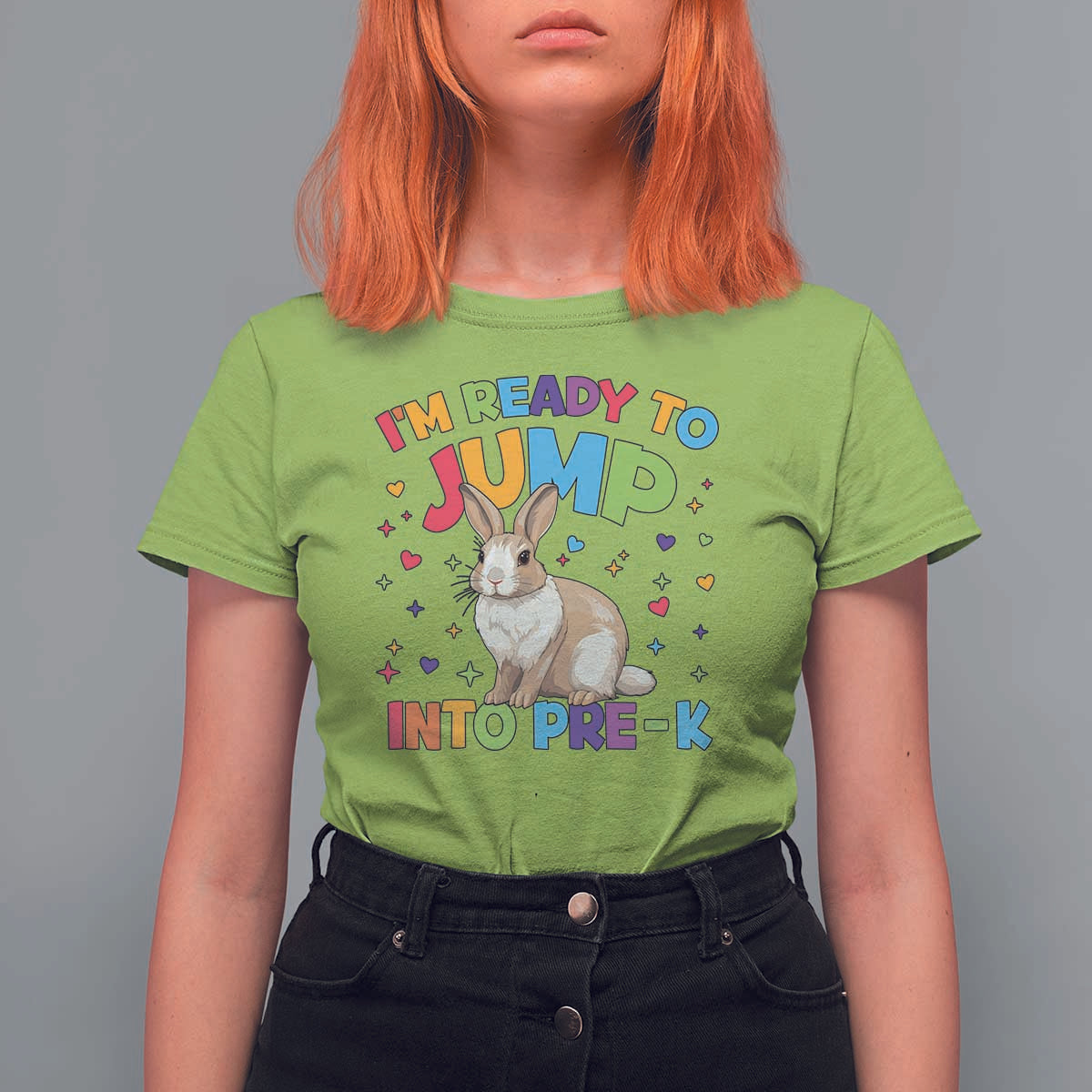 I'm Ready To Jump Into Pre-K T Shirt For Women Back To School Rabbit Heart - Wonder Print Shop