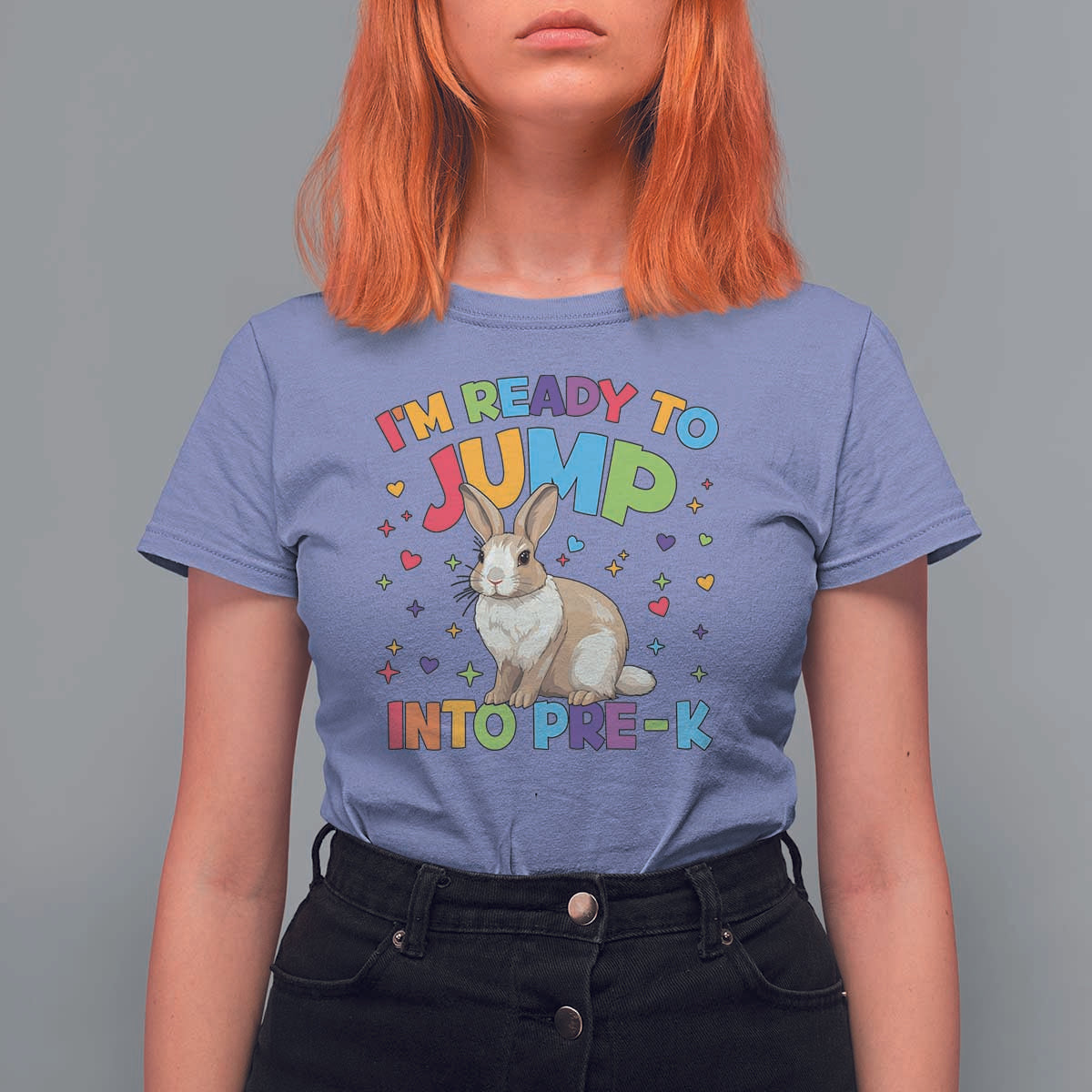 I'm Ready To Jump Into Pre-K T Shirt For Women Back To School Rabbit Heart - Wonder Print Shop