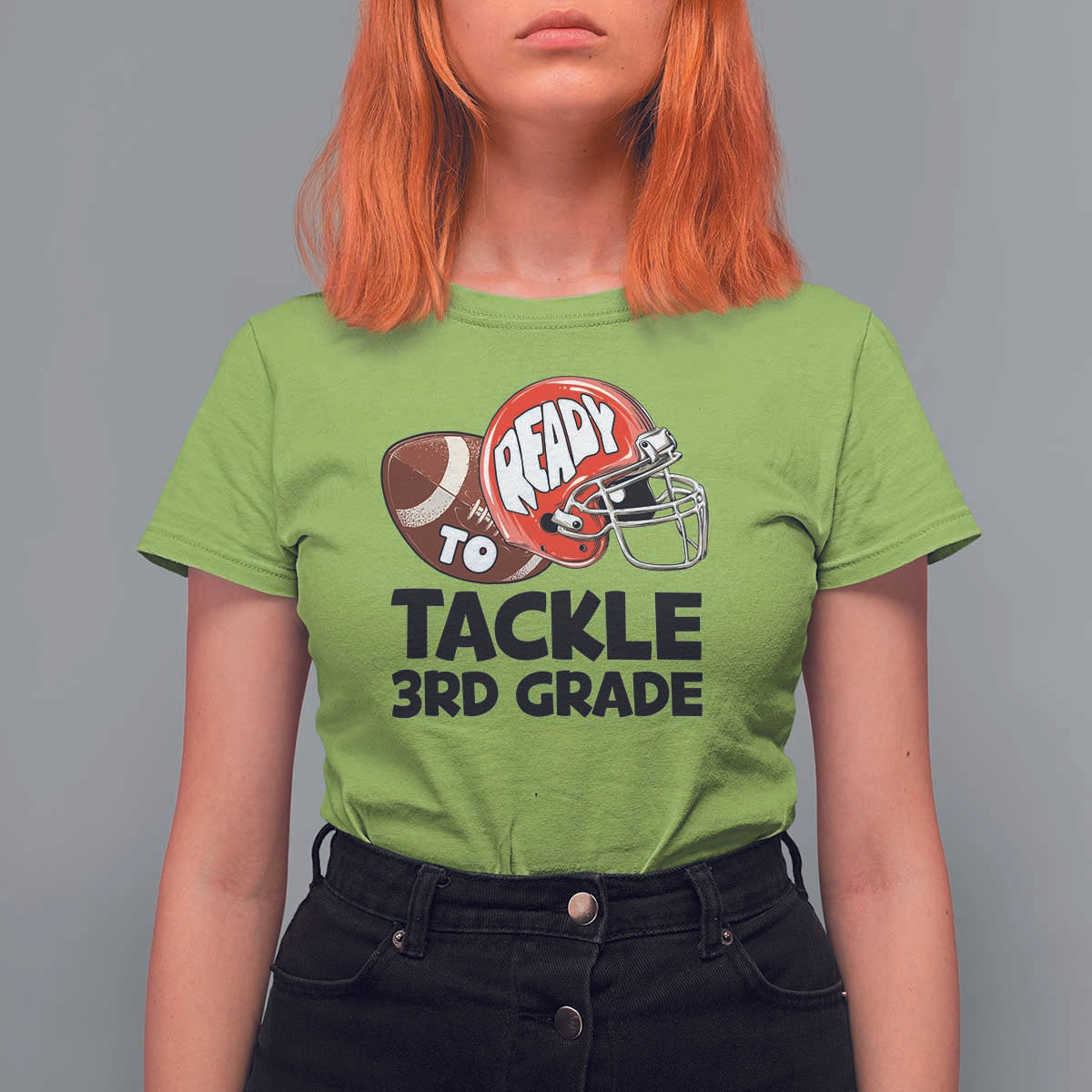 Ready To Tackle 3rd Grade T Shirt For Women Back To School Football Helmet - Wonder Print Shop