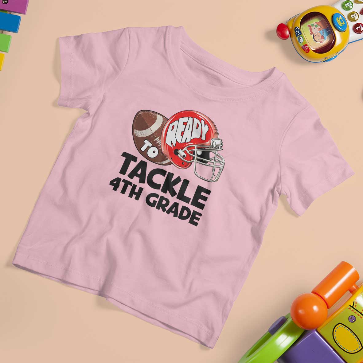 Ready To Tackle 4th Grade T Shirt For Kid Back To School Football Helmet - Wonder Print Shop