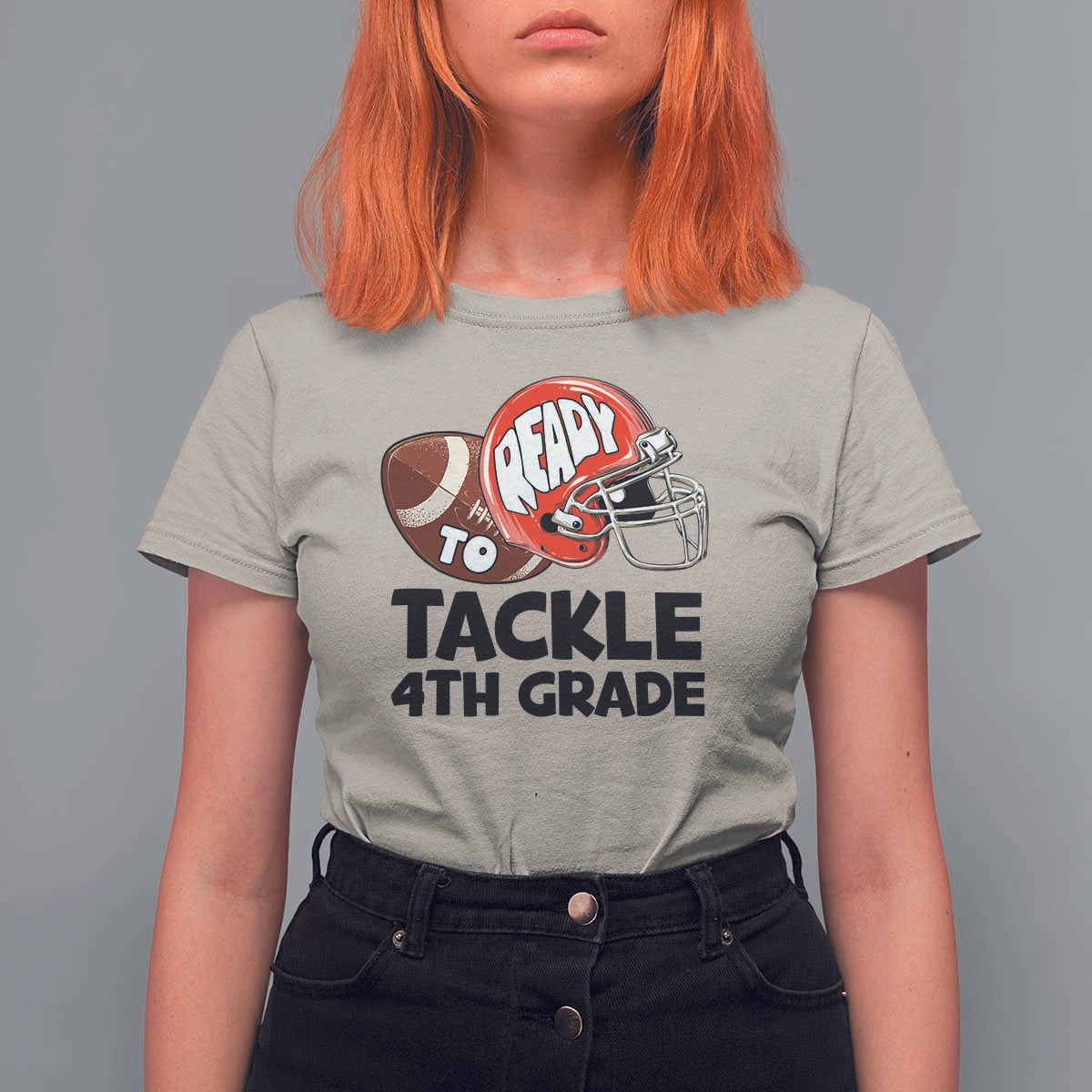 Ready To Tackle 4th Grade T Shirt For Women Back To School Football Helmet - Wonder Print Shop