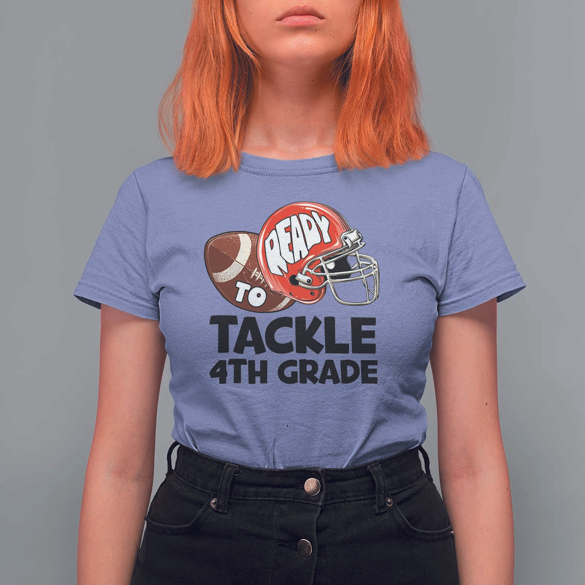 Ready To Tackle 4th Grade T Shirt For Women Back To School Football Helmet - Wonder Print Shop