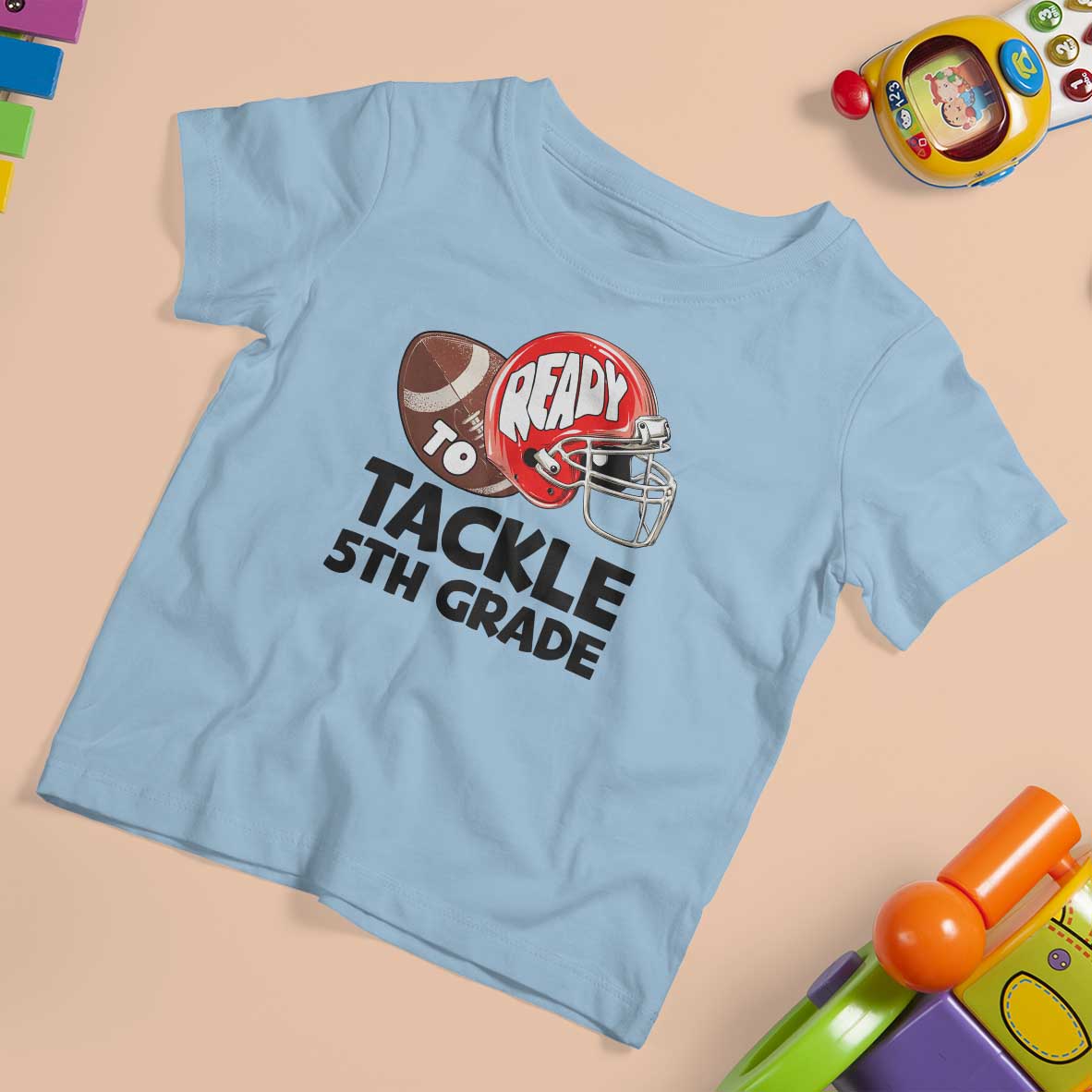 Ready To Tackle 5th Grade T Shirt For Kid Back To School Football Helmet - Wonder Print Shop