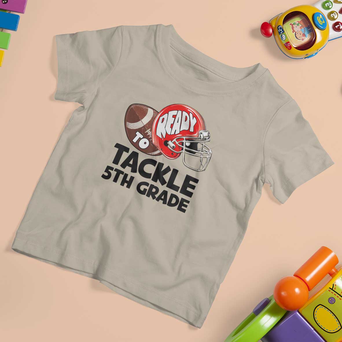 Ready To Tackle 5th Grade T Shirt For Kid Back To School Football Helmet - Wonder Print Shop
