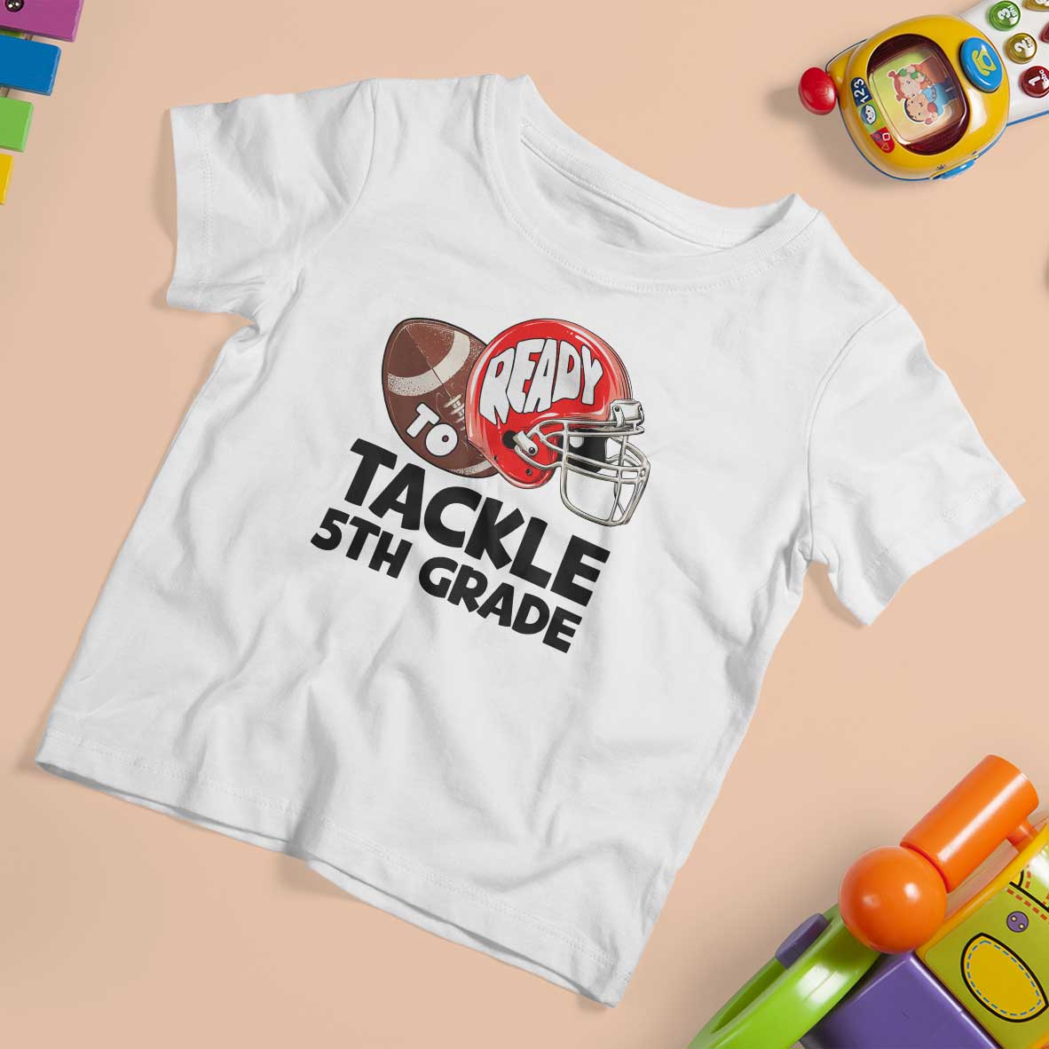 Ready To Tackle 5th Grade T Shirt For Kid Back To School Football Helmet - Wonder Print Shop