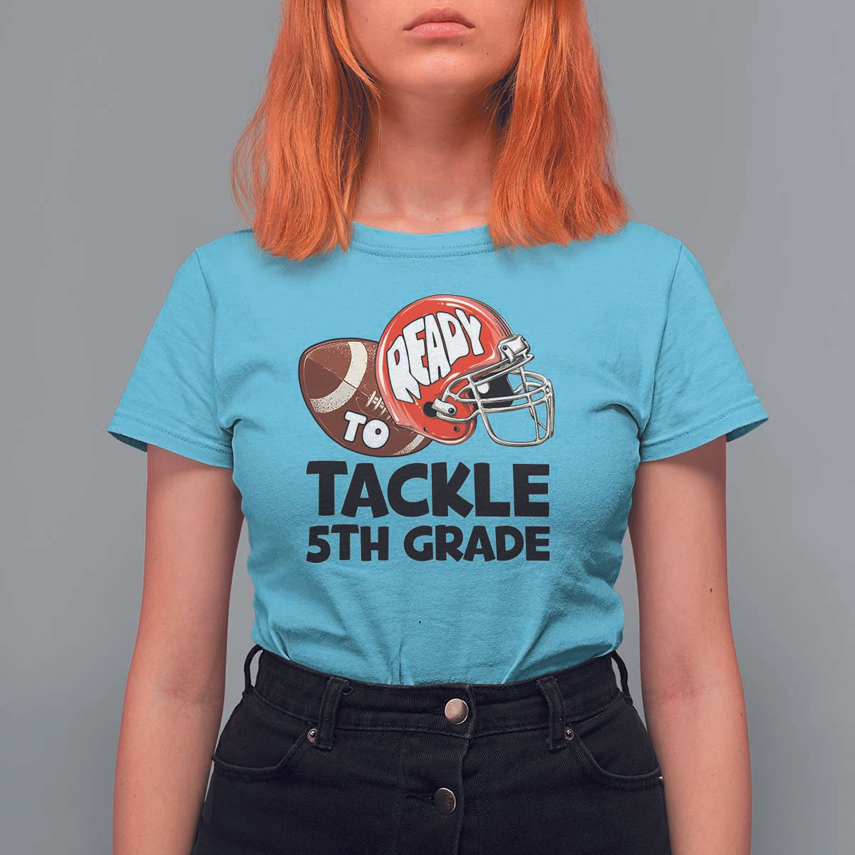 Ready To Tackle 5th Grade T Shirt For Women Back To School Football Helmet - Wonder Print Shop