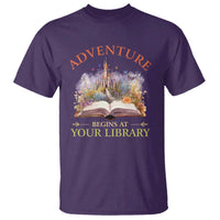 Book Reader T Shirt Adventure Begins At Your Library Castle Flower Librarian - Wonder Print Shop