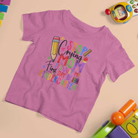 Stop Crying Mom It's Just My First Day Of Kindergarten T Shirt For Kid Back To School Pencil Apple Crayon - Wonder Print Shop