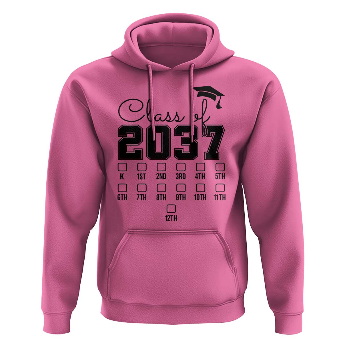 Class of 2037 Hoodie Grow With Me Pre-k To 12th Grade Handprint Mortarboard - Wonder Print Shop