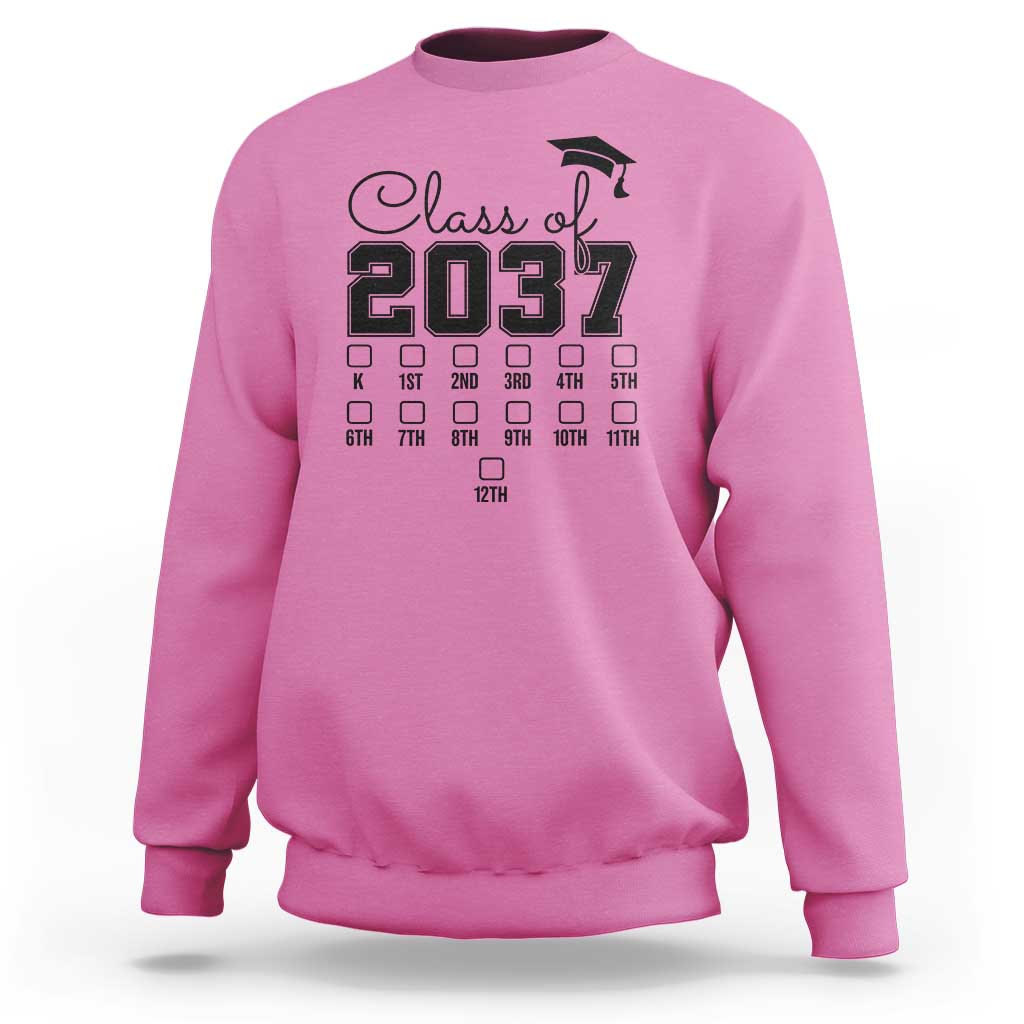 Class of 2037 Sweatshirt Grow With Me Pre-k To 12th Grade Handprint Mortarboard - Wonder Print Shop