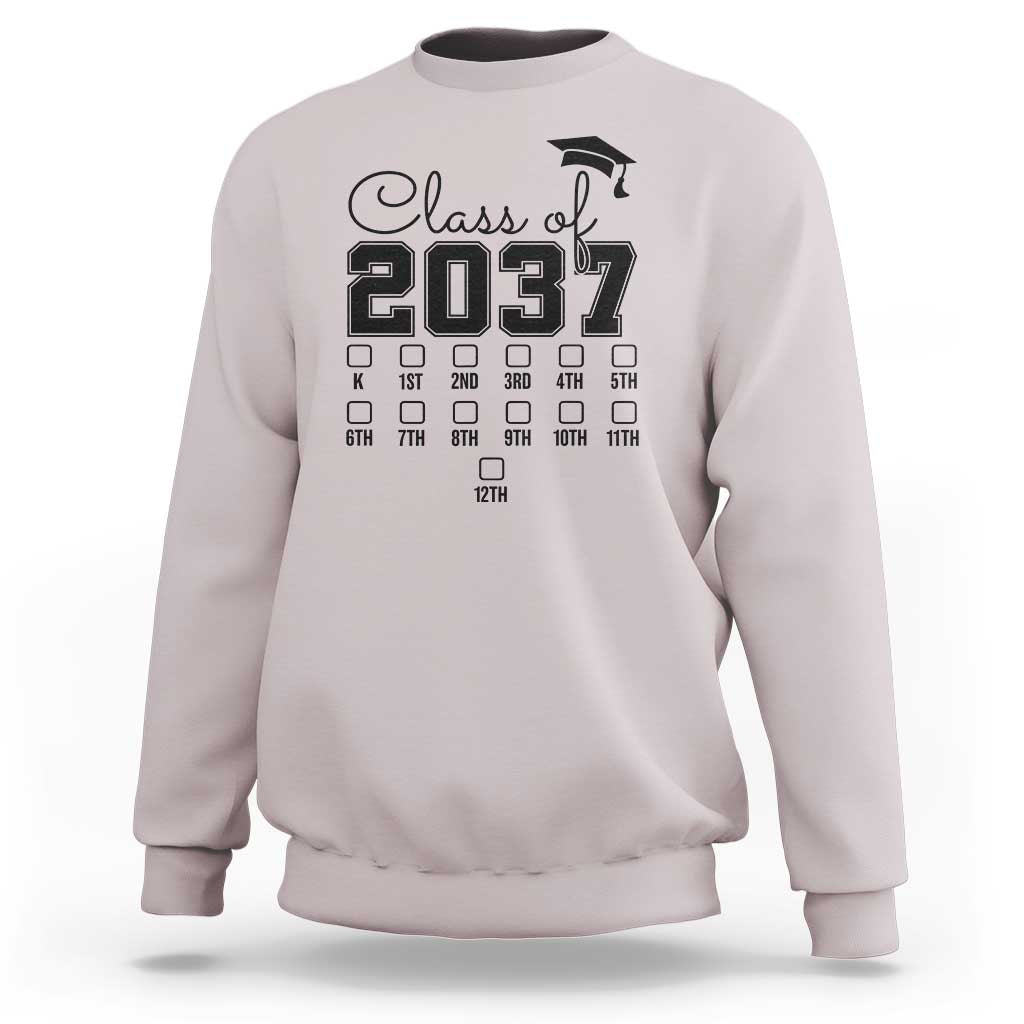 Class of 2037 Sweatshirt Grow With Me Pre-k To 12th Grade Handprint Mortarboard - Wonder Print Shop