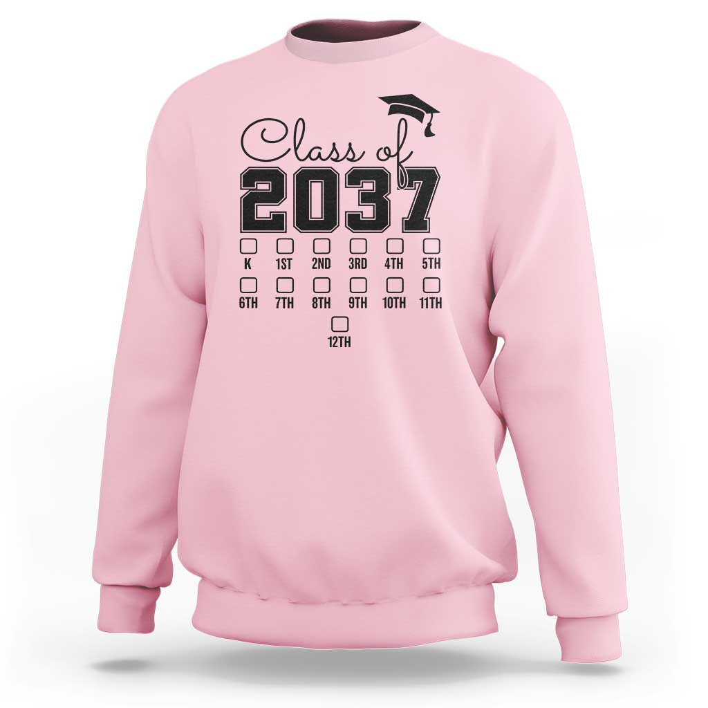 Class of 2037 Sweatshirt Grow With Me Pre-k To 12th Grade Handprint Mortarboard - Wonder Print Shop