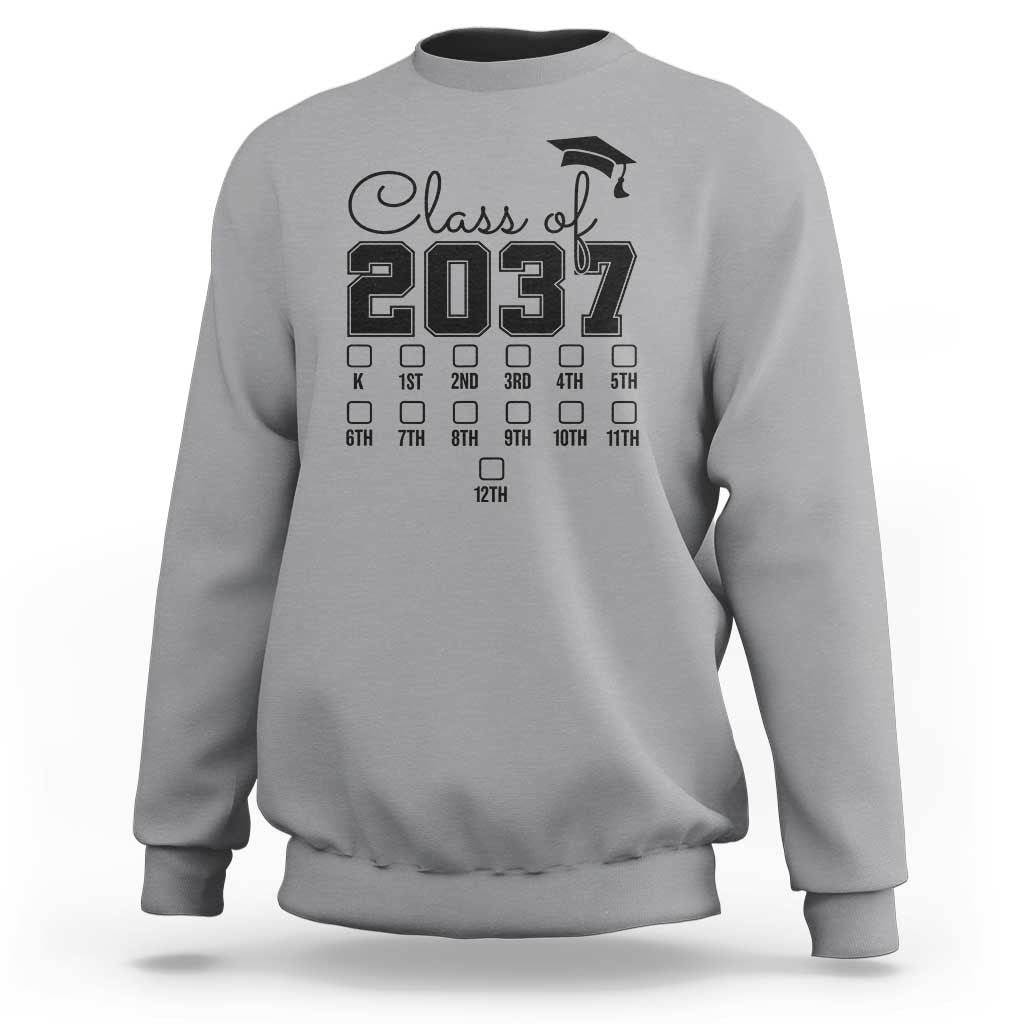Class of 2037 Sweatshirt Grow With Me Pre-k To 12th Grade Handprint Mortarboard - Wonder Print Shop