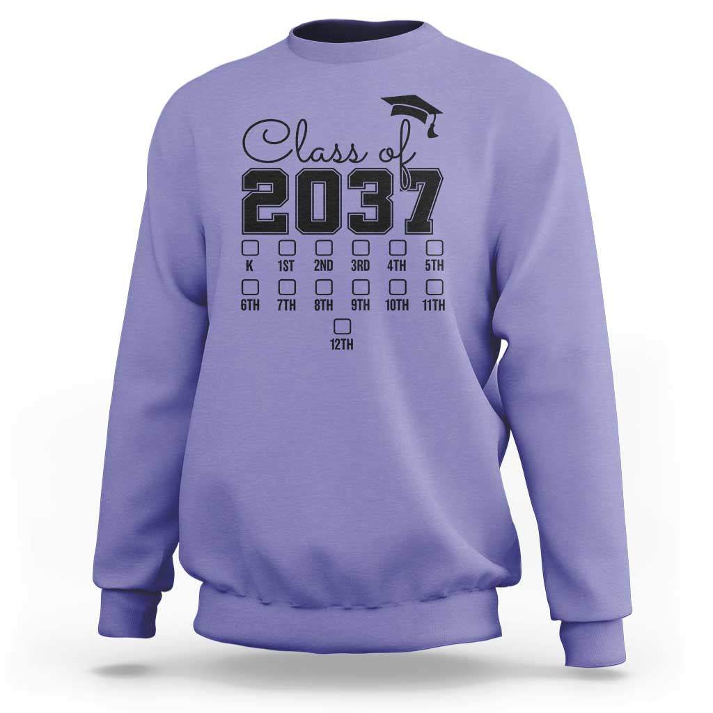 Class of 2037 Sweatshirt Grow With Me Pre-k To 12th Grade Handprint Mortarboard - Wonder Print Shop