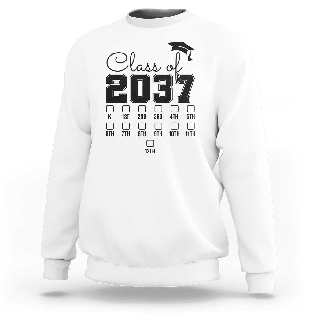 Class of 2037 Sweatshirt Grow With Me Pre-k To 12th Grade Handprint Mortarboard - Wonder Print Shop