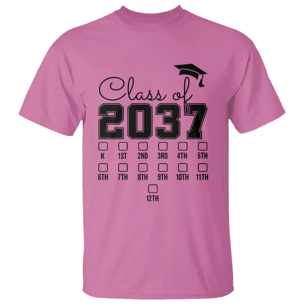 Class of 2037 T Shirt Grow With Me Pre-k To 12th Grade Handprint Mortarboard - Wonder Print Shop