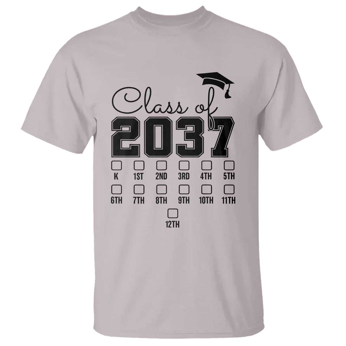 Class of 2037 T Shirt Grow With Me Pre-k To 12th Grade Handprint Mortarboard - Wonder Print Shop