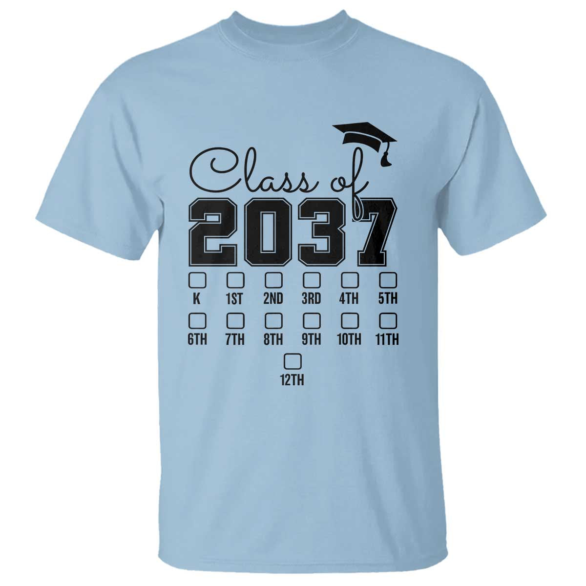 Class of 2037 T Shirt Grow With Me Pre-k To 12th Grade Handprint Mortarboard - Wonder Print Shop