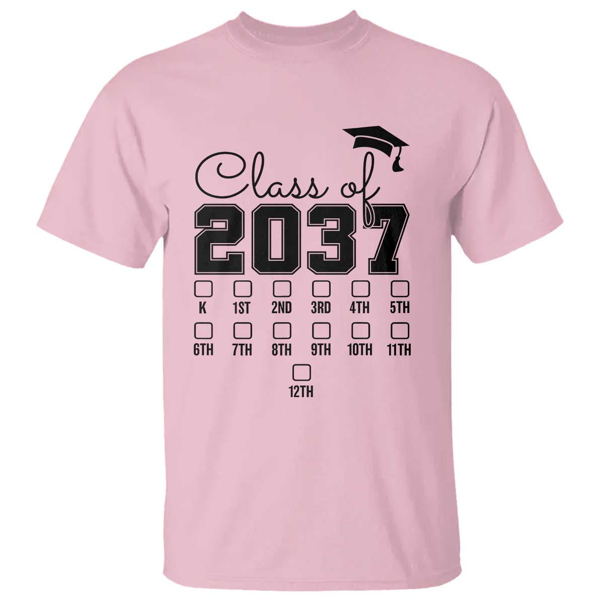 Class of 2037 T Shirt Grow With Me Pre-k To 12th Grade Handprint Mortarboard - Wonder Print Shop