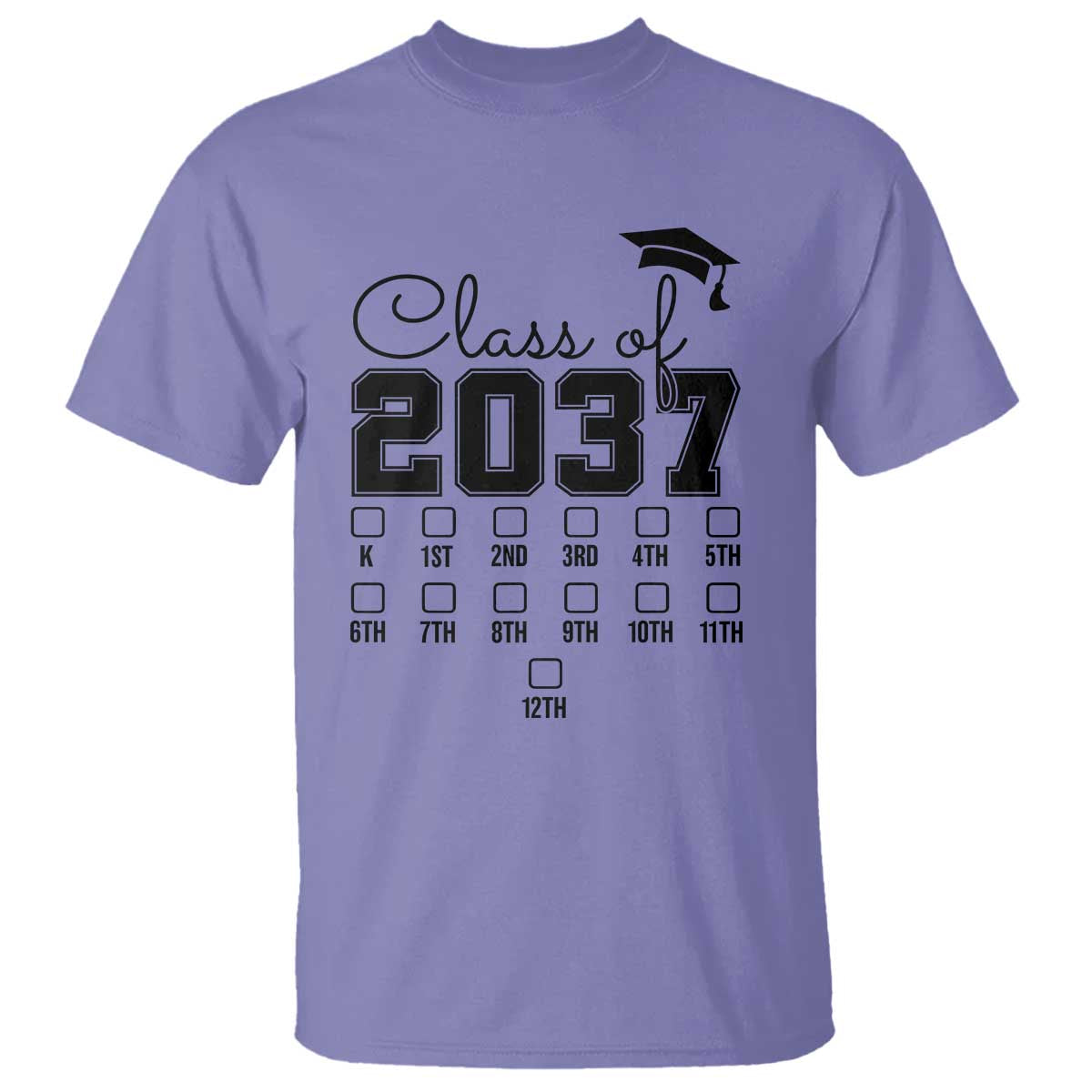 Class of 2037 T Shirt Grow With Me Pre-k To 12th Grade Handprint Mortarboard - Wonder Print Shop