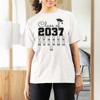 Class of 2037 T Shirt For Women Grow With Me Pre-k To 12th Grade Handprint Mortarboard - Wonder Print Shop