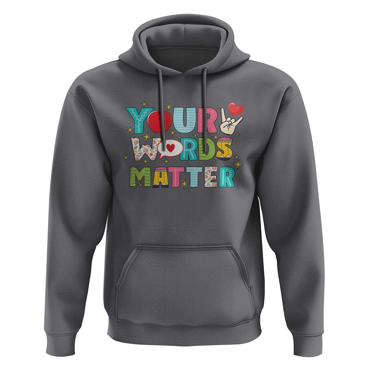 Special Education Teacher Hoodie Your Words Matter Speech Therapy Heart Pencil - Wonder Print Shop