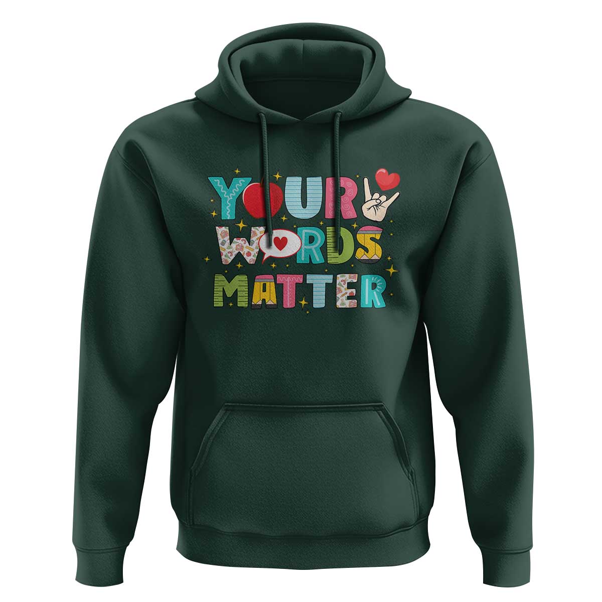 Special Education Teacher Hoodie Your Words Matter Speech Therapy Heart Pencil - Wonder Print Shop