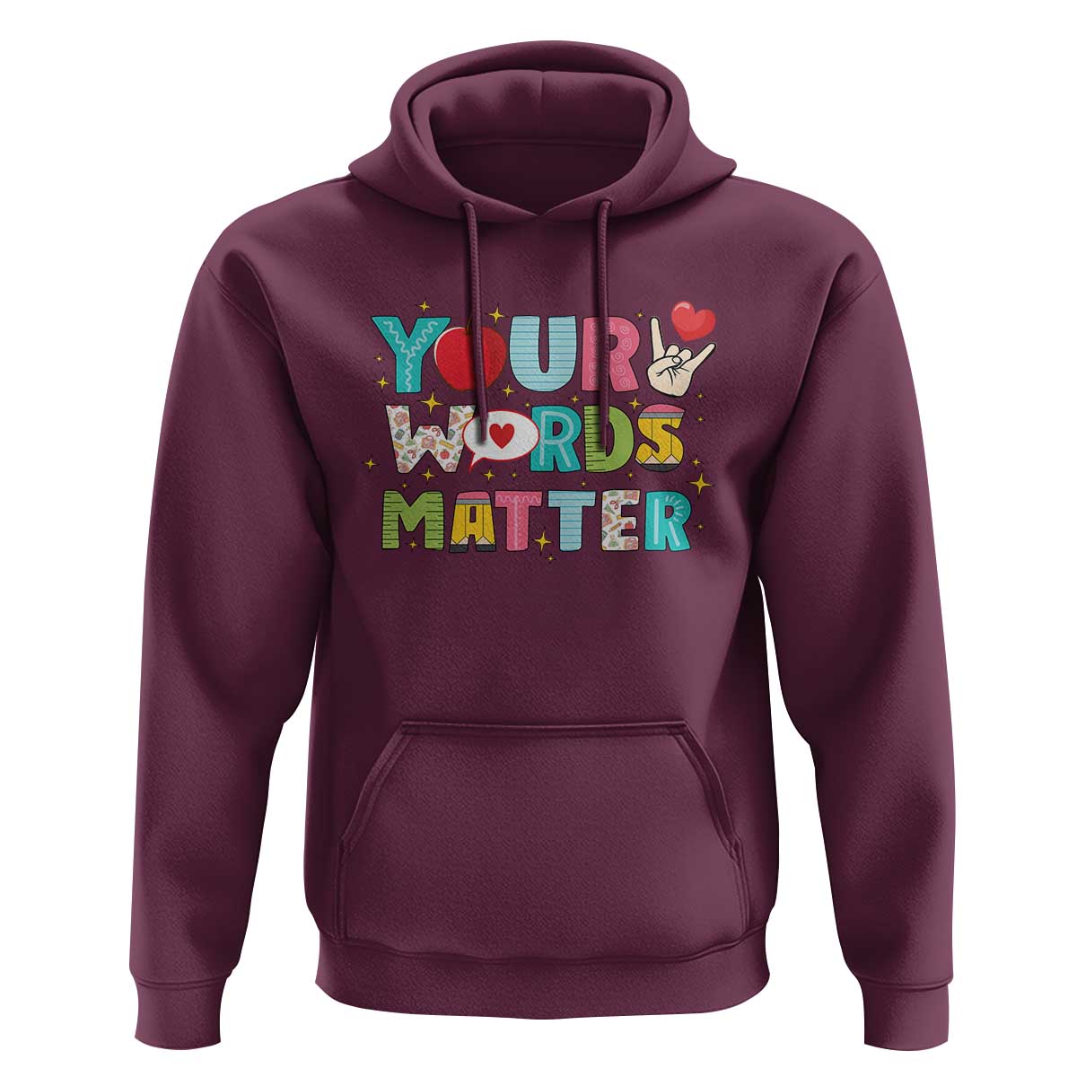 Special Education Teacher Hoodie Your Words Matter Speech Therapy Heart Pencil - Wonder Print Shop
