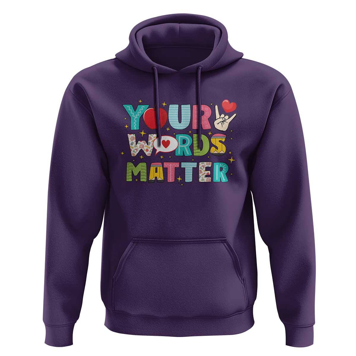 Special Education Teacher Hoodie Your Words Matter Speech Therapy Heart Pencil - Wonder Print Shop