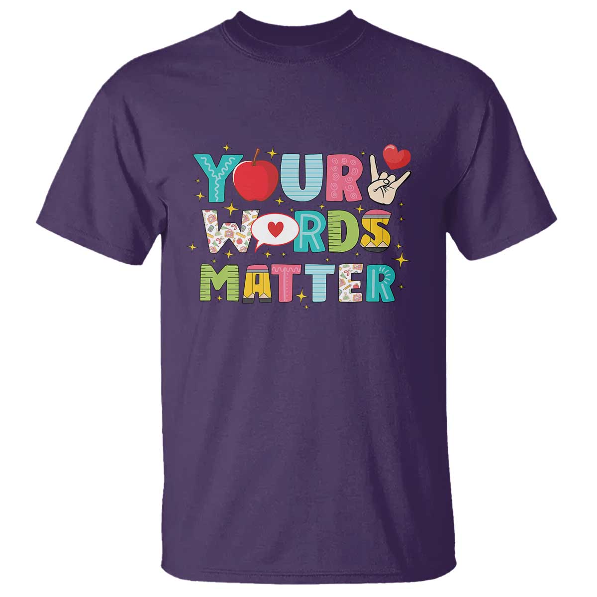 Special Education Teacher T Shirt Your Words Matter Speech Therapy Heart Pencil - Wonder Print Shop