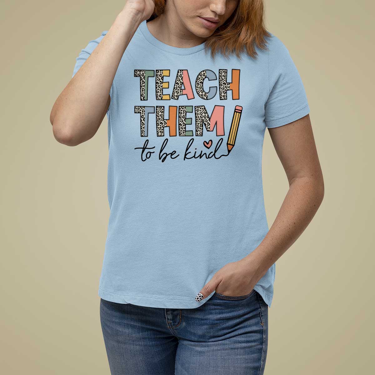 Teacher T Shirt For Women Teach Them To Be Kind Back to School Pencil - Wonder Print Shop
