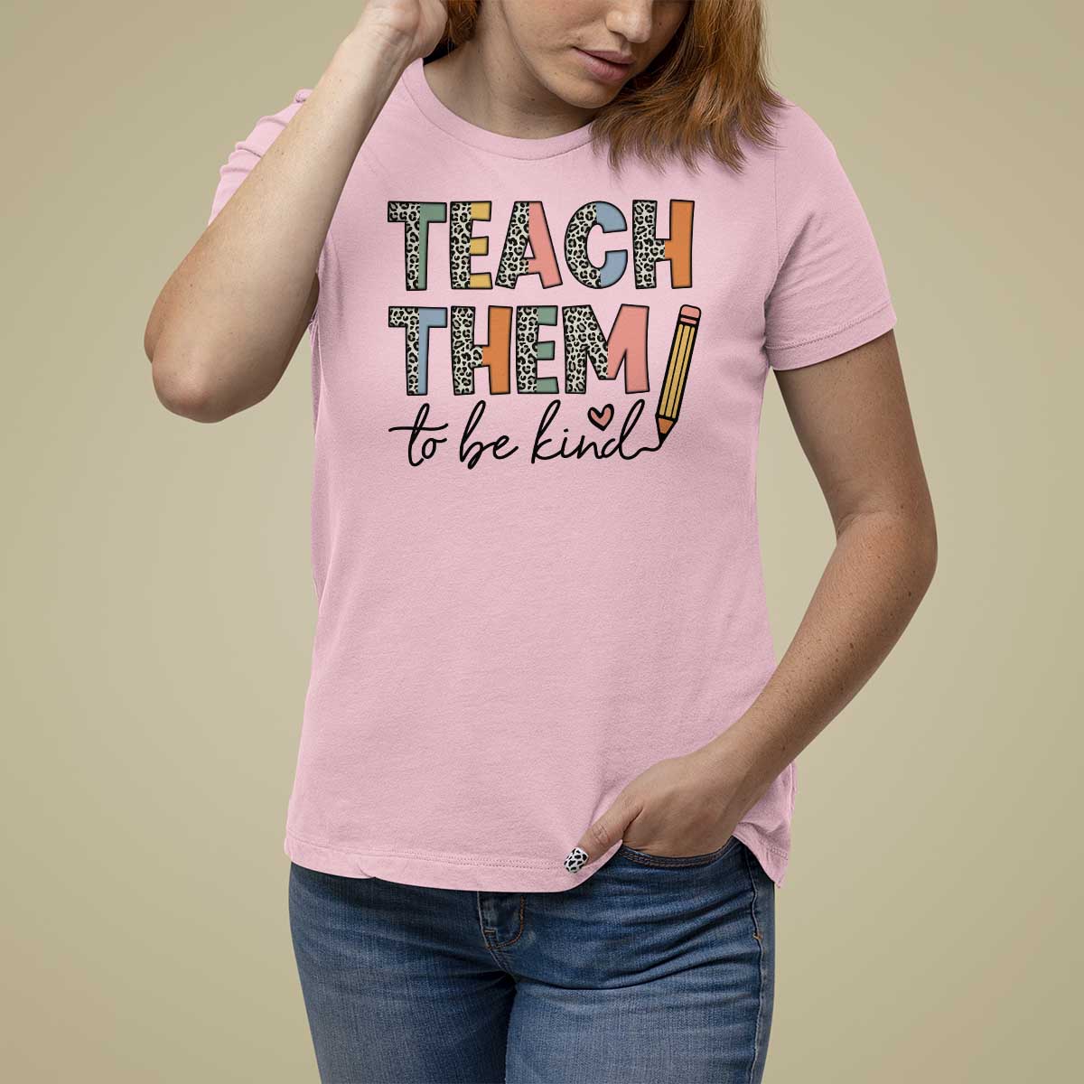 Teacher T Shirt For Women Teach Them To Be Kind Back to School Pencil - Wonder Print Shop