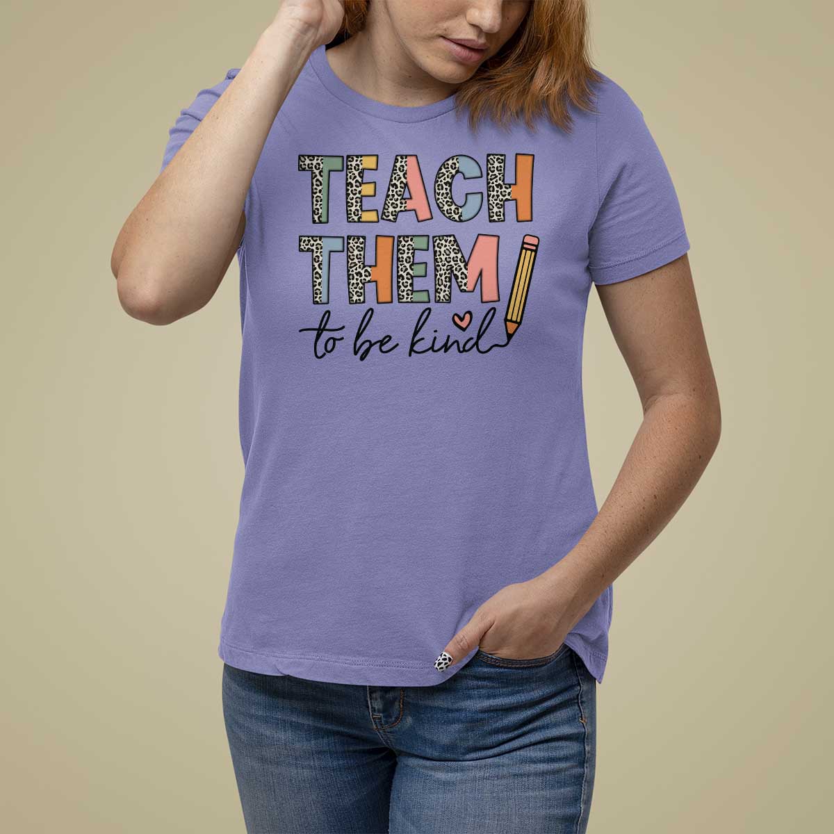 Teacher T Shirt For Women Teach Them To Be Kind Back to School Pencil - Wonder Print Shop