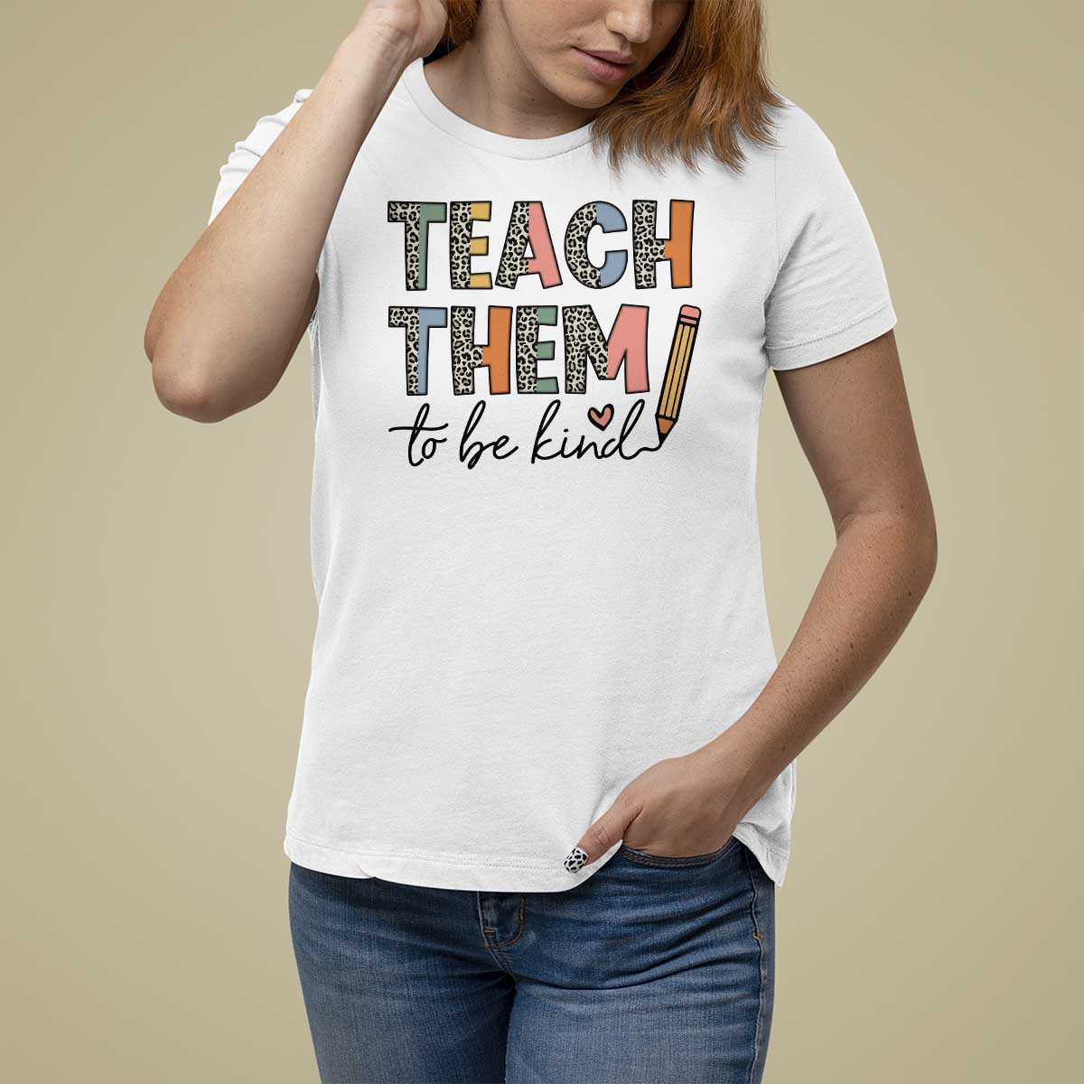 Teacher T Shirt For Women Teach Them To Be Kind Back to School Pencil - Wonder Print Shop