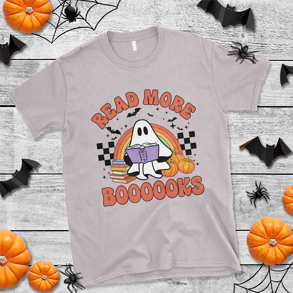 Halloween Teacher T Shirt Read More Books Cute Ghost Reading Pumpkin - Wonder Print Shop