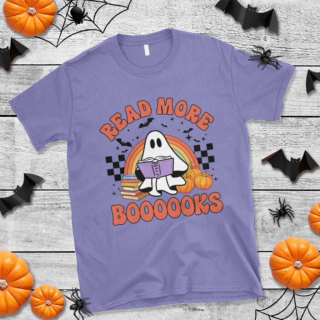 Halloween Teacher T Shirt Read More Books Cute Ghost Reading Pumpkin - Wonder Print Shop