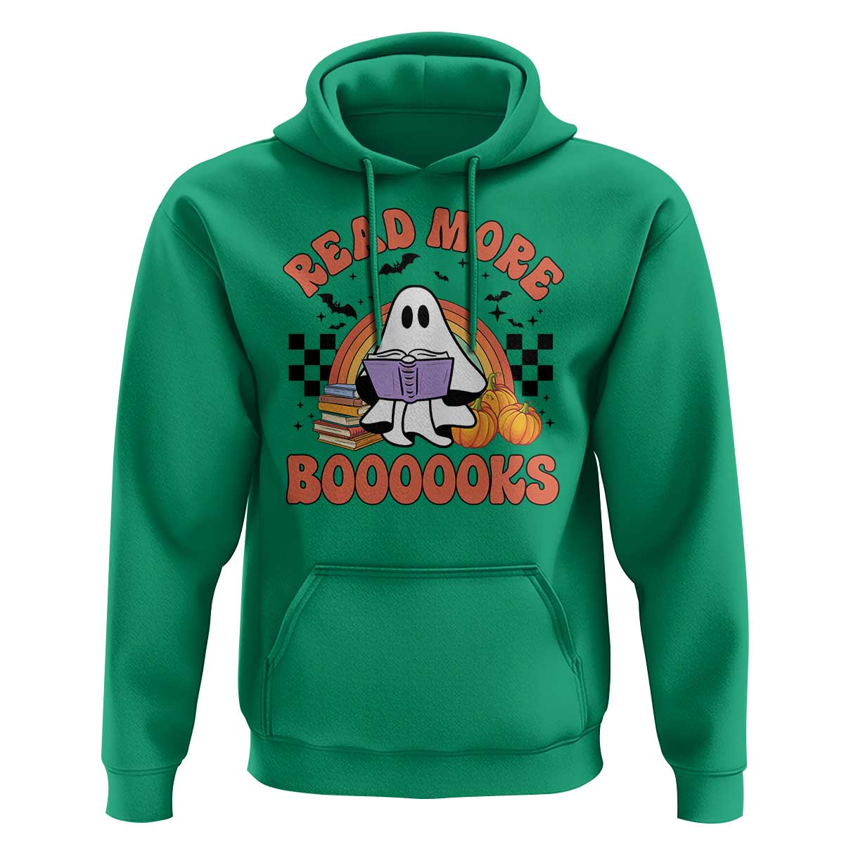 Halloween Teacher Hoodie Read More Books Cute Ghost Reading Pumpkin - Wonder Print Shop