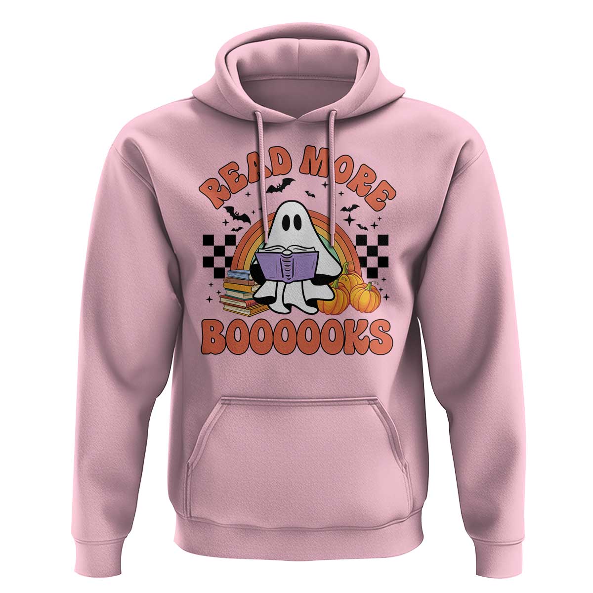 Halloween Teacher Hoodie Read More Books Cute Ghost Reading Pumpkin - Wonder Print Shop
