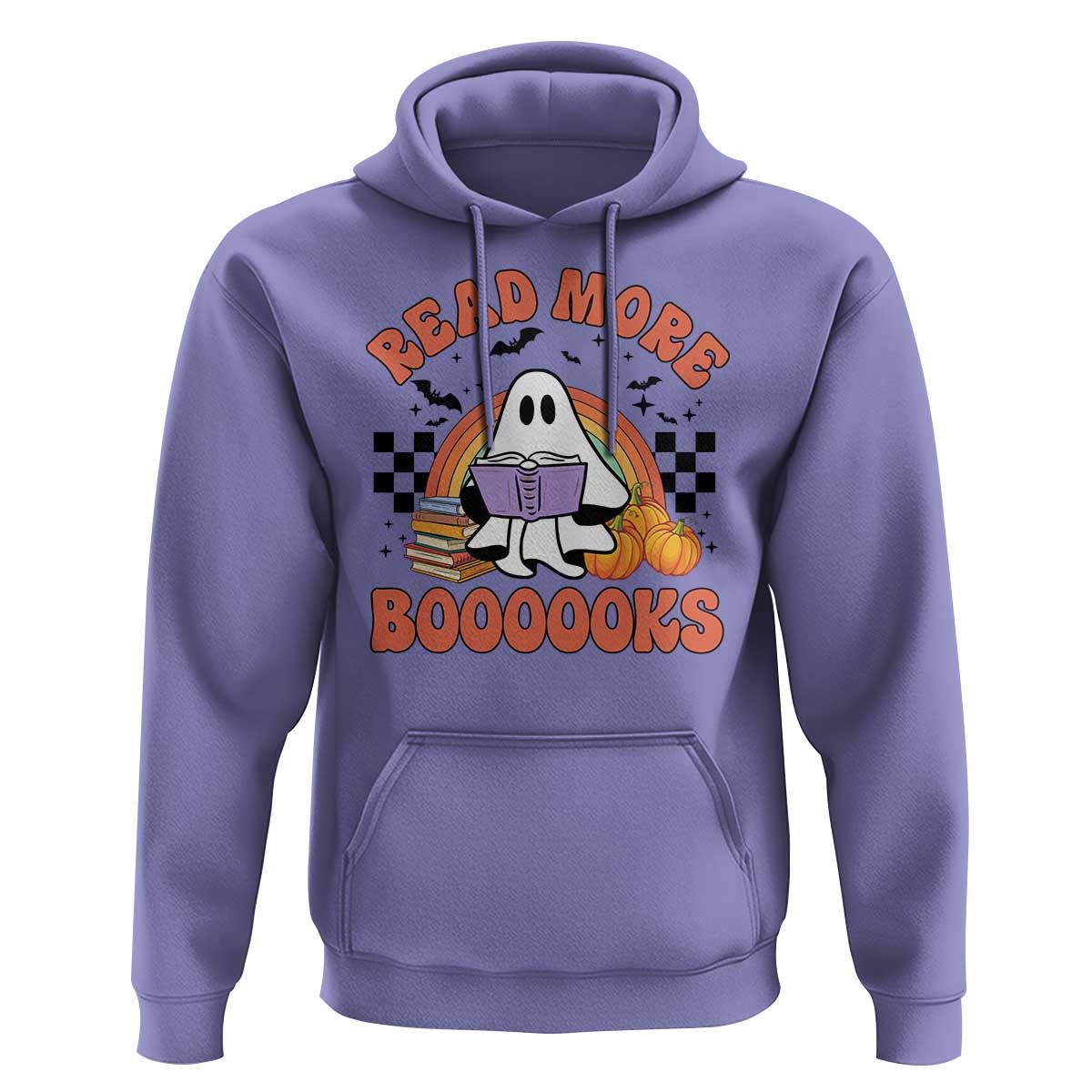 Halloween Teacher Hoodie Read More Books Cute Ghost Reading Pumpkin - Wonder Print Shop